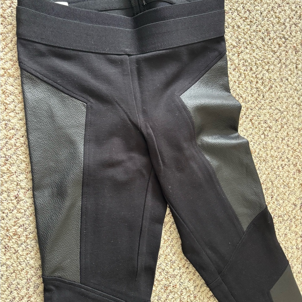 BCBGMaxAzria Black Leggings with Faux Leather Accents